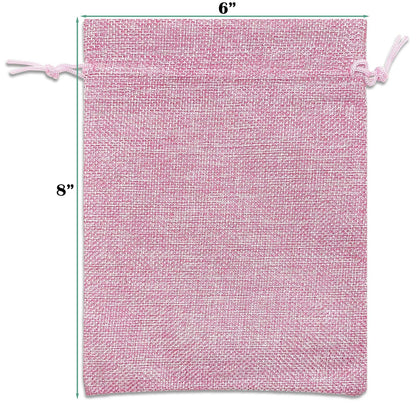 12-Pack 5.5x7.75 Natural Burlap Gift Bags w. Drawstring (Hot Pink, Medium) for Party Favors, Presents or DIY Craft by TheDisplayGuys