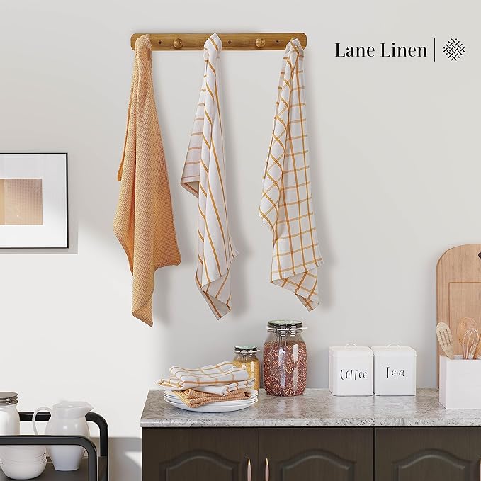 LANE LINEN Kitchen Towels Set of 6-100% Cotton, Quick-Drying 18” x 28” Dish &