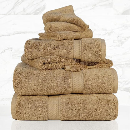 SUPERIOR Egyptian Cotton Pile 6 Piece Towel Set, Includes 2 Bath, 2 Hand