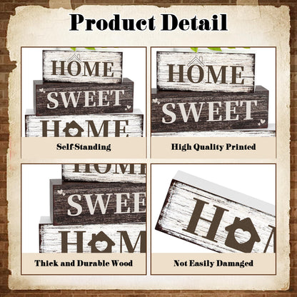 4 Pcs Home Farmhouse Wooden Tiered Tray Decor, Eucalyptus Leaves Retro Rustic Table Centerpiece Decorations Gifts for Home Kitchen Mantel Table Shelf Office