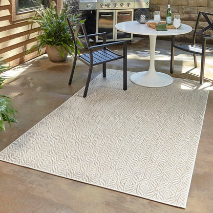 Unique Loom Outdoor Trellis Collection Area Rug - Deco Trellis (8' x 11' 4" Rectangle, Taupe/ Ivory)