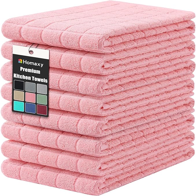 Homaxy Premium Cotton Kitchen Towels 16"x 28", Large Natural Ring Spun 390 GSM