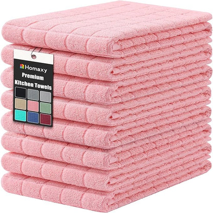 Homaxy Premium Cotton Kitchen Towels 16"x 28", Large Natural Ring Spun 390 GSM