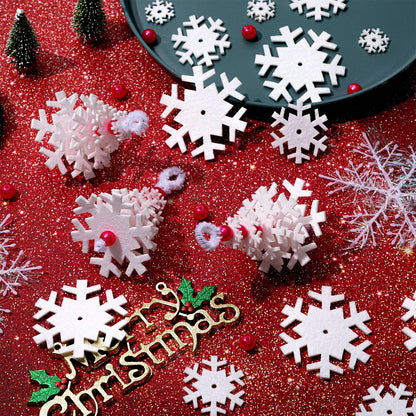 Buryeah 50 Sets White Snowflake Layered Christmas Ornament Craft Kit Makes Small Felt Snowflakes Christmas Tree Felt Crafts for Xmas Decoration Stocking Stuffer Holiday Fun Home Activities