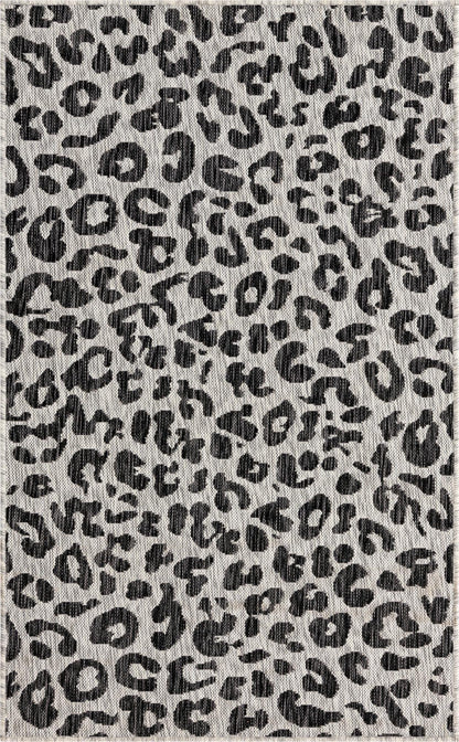Unique Loom Outdoor Safari Collection Area Rug - Leopard (3' 3" x 5' 3" Rectangle, Light Gray/ Gray)