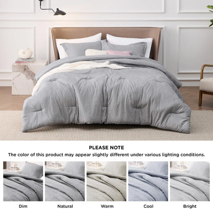 Bedsure Twin/Twin XL Comforter Set - Grey Soft Bedding for All Seasons, Cationic Dyed Bed Set, 2 Pieces, 1 Twin Size Comforter (68"x88") and 1 Pillow Sham (20"x26"+2")