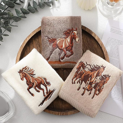 3 Pcs Western Horse Hand Towels Set