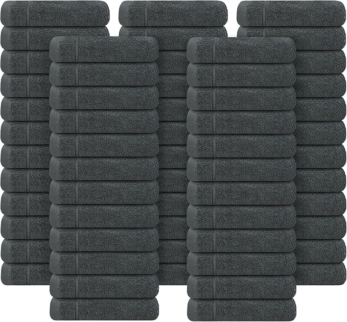 Tens Towels Pack of 60 Washcloths, 12 x 12 Inches, Lighter Weight, Quick to Dry