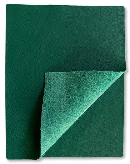 Natural Grain Cow Leather: 8.5'' x 11'' Pre Cut Leather Pieces (Kelly Green, 1 Piece)