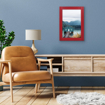 Americanflat 12x18 Poster Frame with Polished Plexiglass - Hampton Collection - Distressed Wood Picture Frames for Wall Display - Red