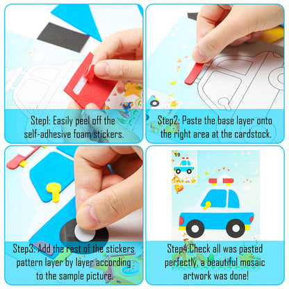 MALLMALL6 20Pcs Mosaic Sticker Art Kits for Kids Toddler Unisex