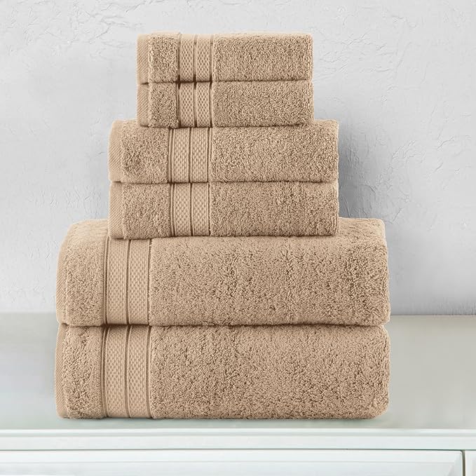 Elegant Comfort Luxury 6-Piece Towel Set, Premium Soft 100% Turkish Cotton