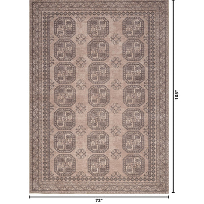 Kuden 6x9 Area Rug, Machine Washable Area Rug with Non-Slip Backing, Vintage Style, Soft, Easy Clean, Low Pile Rug for Living Room, Bedroom, Dining Room