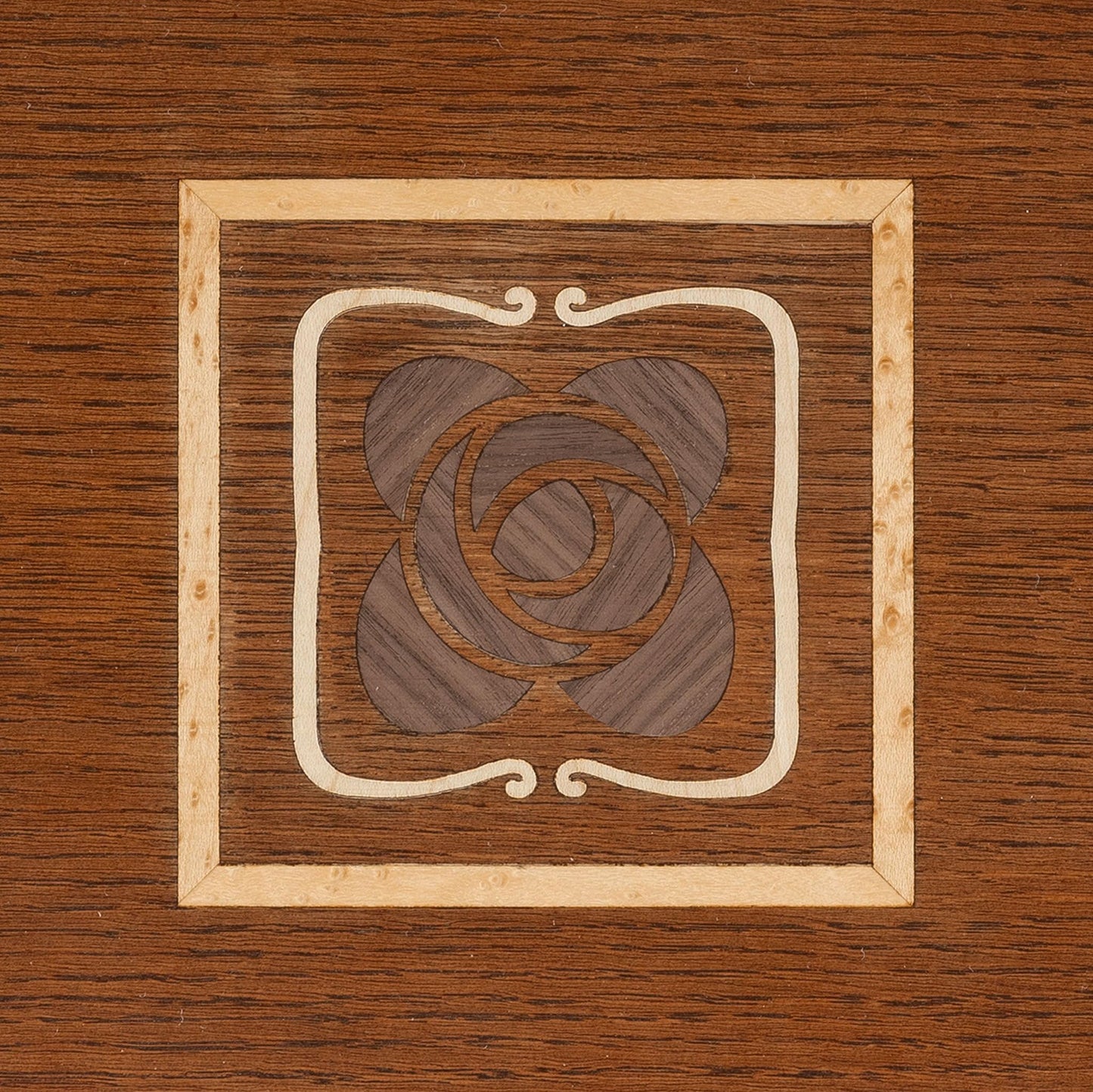Stickley Mission Rose Serving Tray, Solid Oak in Natural Finish, Decorative Inlay of Maple, Bird's-Eye Maple & Walnut, Mission Style, Gift Box, 20.75in W x 14in D