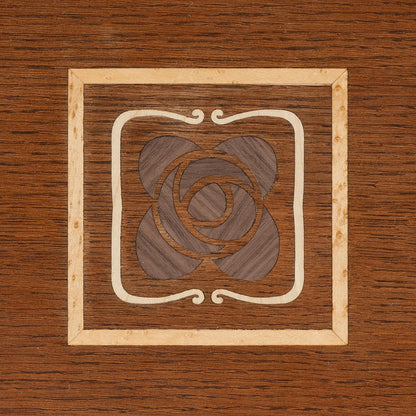 Stickley Mission Rose Serving Tray, Solid Oak in Natural Finish, Decorative Inlay of Maple, Bird's-Eye Maple & Walnut, Mission Style, Gift Box, 20.75in W x 14in D