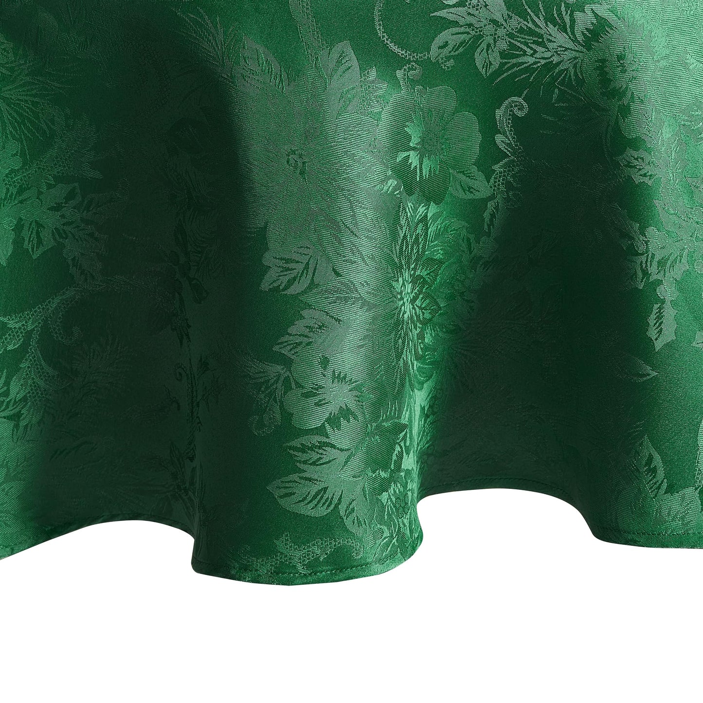 Poinsettia Elegance Jacquard Holiday Table Collection, Polyester, Green, 60" x 84" Oval (Tablecloth)