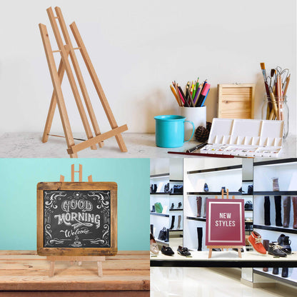 U.S. Art Supply 18" Large Tabletop Display Easel - Beechwood Artist A-Frame Display Stand, Wooden Easel for Painting, Canvas Stand, (Pack of 1) Classrooms Events Photo Picture Sign Holder