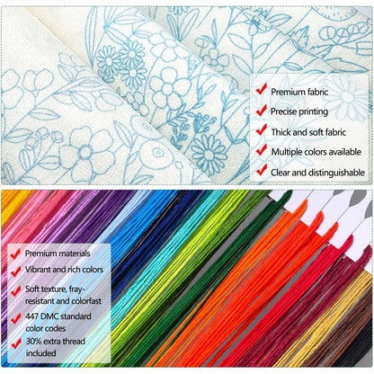 Zhenqing 4 Landscape Scenes Embroidery Kit for Beginners, 4-Pack Circular Designs with 20cm Hoop, Pre-Printed 29x29cm Cotton Fabric & Threads for Home Decor (JC0038)