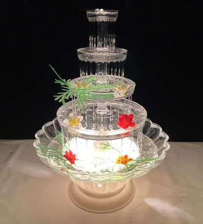 Crafts Central 18 Inch Lighted Clear Plastic Water Fountain for Weddings or Cake Centerpiece