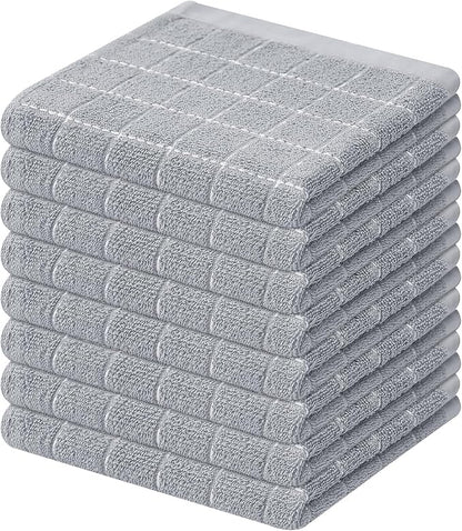 Mordimy 100% Cotton Terry Cloth Dish Cloths, Soft and Absorbent Checkered Dish