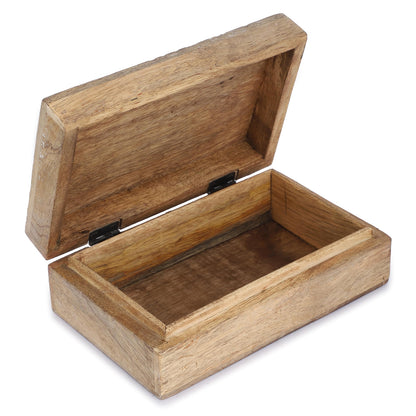 Ajuny Wooden Handmade Decorative Jewelry Storage Box Corner Flower Design Multipurpose Treasure Chest Keepsake Organizer Necklaces Bracelet Watch Boxes Gifts 8x5 Inch