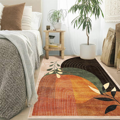 MUJOO 3x5 Washable Rugs Boho Area Rug Low Pile Non Slip Mid Century Modern