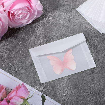 100Pcs Glassine Envelopes, 3.9×2.7 Inches Mini Lotto Ticket Holders, Transparent Glassine Bags, Small envelopes, Glassines Paper Bags for Stamp Scratch Ticket Wedding Favor Craft Project