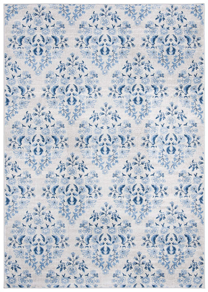 SAFAVIEH Brentwood Collection 5'3" x 7'6" Cream/Blue BNT856D Floral Shabby Chic Trellis Non-Shedding Living Room Bedroom Dining Home Office Area Rug