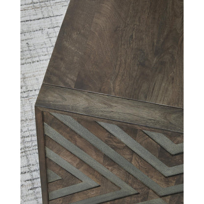 Signature Design by Ashley Dreggan Casual End Table with Diamond Pattern, Dark Brown