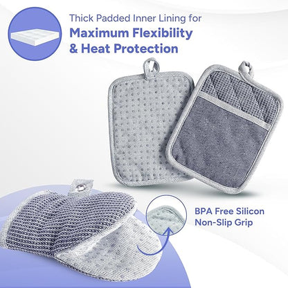 Casa Platino Mini Oven Mitts Set, 8-Piece – 500°F Heat Resistant Silicone Oven