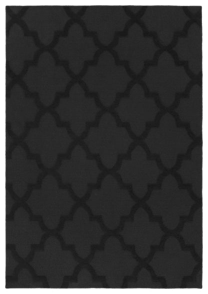 Garland Rug Quatro Black 5' x 7' Cut-Loop Trellis Area Rug –Soft, Comfortable, Stylish & Budget-Friendly Rug in a Beautiful Solid Black