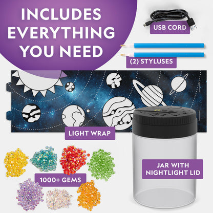 NATIONAL GEOGRAPHIC Diamond Painting Solar System Night Light - Make Your Own Night Light with 1000+ Gems to Decorate, Arts and Crafts Kits for Kids ages 8 9 10 11 12, DIY Space Gift, Planets for Kids