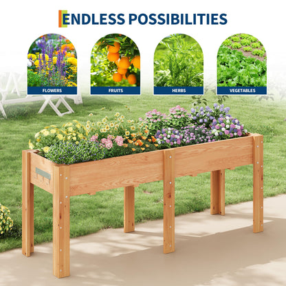 72x 23x30IN Raised Garden Bed Outdoors with High Legs & Hooks, Non-Woven Liner, Elevated Wooden Large Planter Box for Backyard, Patio, Balcony w/Divider Panel, 6 Legs, 300lb Capacity