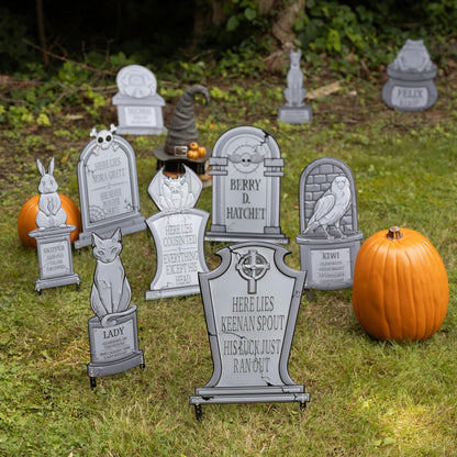 3-D Metal Halloween Ghost XL 17" Tombstone w Stakes -AL B Back- Durable, Rustproof, UV Raised Printing- Upgrade Your Haunted House Mansion Cemetary Lawn Decor- No More Flimsy Foam Graveyards