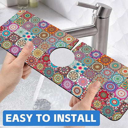 Faucet Draining Mat For Kitchen Sink Mexican Tiles Diatom Mud Absorbent Drain