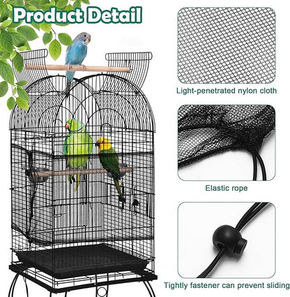 Catcan 2 Pack Bird Cage Seed Catcher Guard, Bird Cage Cover,Heavy Duty Adjustable Nylon Mesh Netting Seed Catche for Parrot Parakeet Macaw African(L-94.4’’*14.9’’)