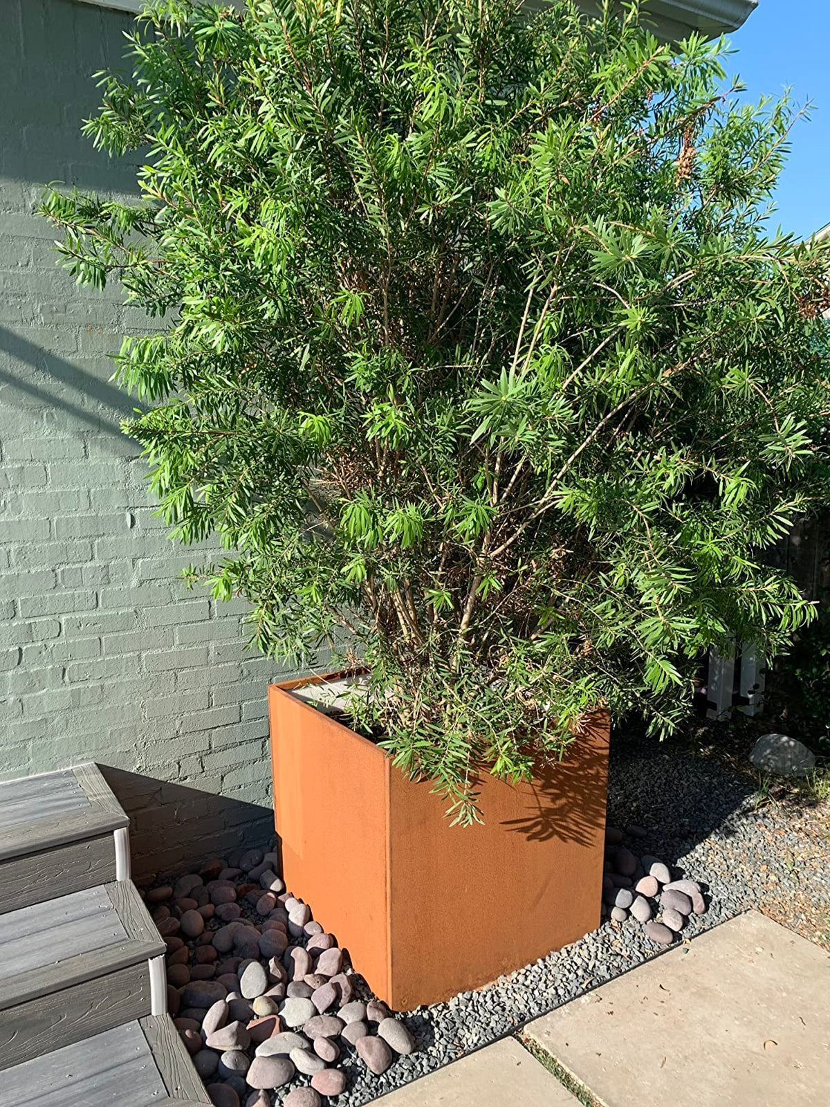 GZGNEEVL Corten Steel Planter Box Metal Square Planters 26 Inch Steel Large Outdoor Planter Tall Plant for Commercial Residential Patio and Backyard