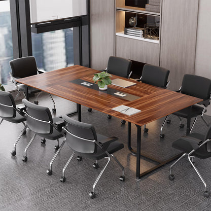 LayBurst 8FT Conference Table,94.4 L x 47.2 W x30.7 H Meeting Seminar Table with Grommet,Stability Enhancement,Large Conference Room Table for Office Meeting (Brown)