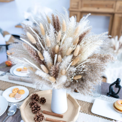 150PCS Natural Pampas Grass Bouquet | Boho Dried Floral Arrangement Centerpiece for Table, Wedding, Rustic Decor (150PCS)