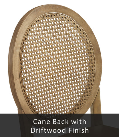 Crosley Furniture Katia Traditional Rattan Style Oval Cane-Back Dining Room Chairs Set of 2, Kitchen Chair, Driftwood