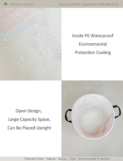 Laundry Hamper, Round Waterproof Storage Basket