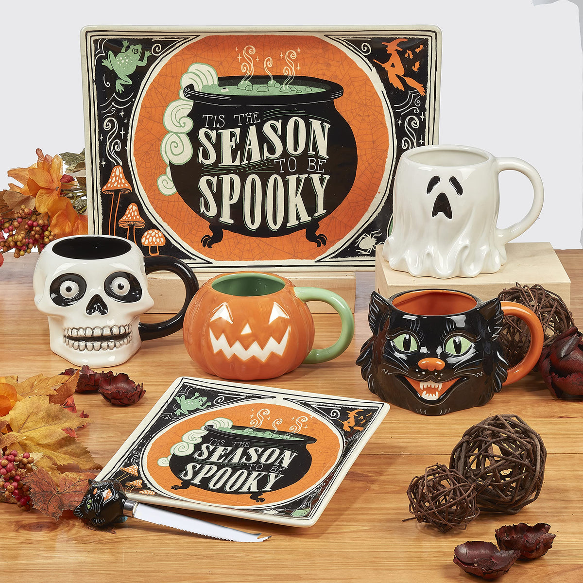 Certified International Scaredy Cat Rectangular Platter, 14in x 10in