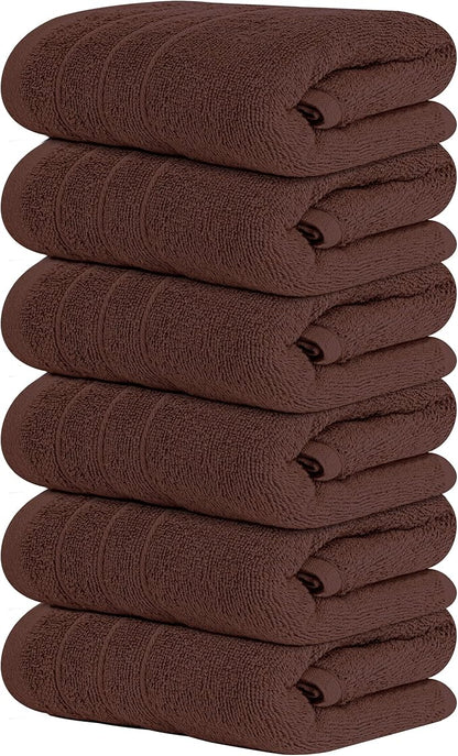 Tens Towels Pack of 6 Hand Towels, 100% Cotton, Lighter Weight, Quick to Dry