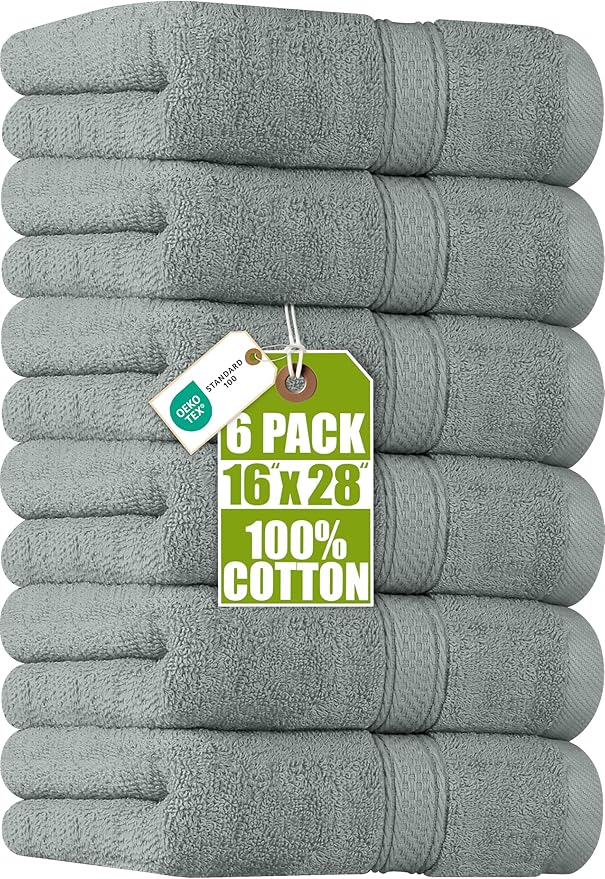 Utopia Towels 6 Pack Premium Hand Towels Set, 16 by 28 inches, 100% Ring Spun