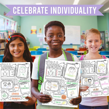 Hadley Designs All About Me Posters for Classroom Must Haves - 20 Star Student Poster, 100 Days of School Items, Star of The Week Poster Elementary Classroom Decor, End of School Year Teacher Supplies