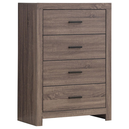 Coaster Home Furnishings Brantford Farmhouse Wood 4-Drawer Bedroom Chest of Drawers Chiffonier Clothing Storage Cabinet Bedroom Armoire Tall Dresser Organizer Unit Barrel Oak 207045