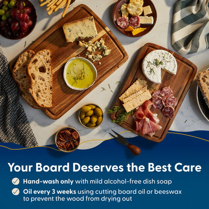 Sonder Los Angeles Doheny Wood Cutting Board Set | Acacia Edge Grain Cutting Board for Kitchen with Juice Groove | Perfect for Compact Daily Use | Gift Box Included | 14x10x1 in & 12x8x1 in