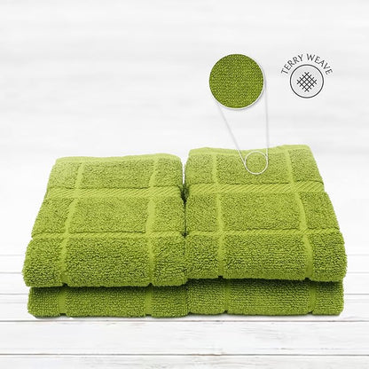 100% Cotton Terry Dish Towels, 4 Pack Plain, 16 x26 Inches, Super Soft and
