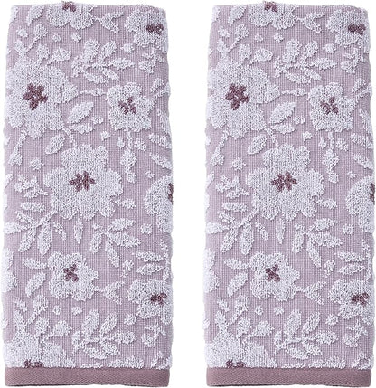 SKL Home Floral Jacquard 100% Cotton 2pc Hand Towel Set, Reversible & Decorative