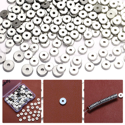 TMMATE 200pcs Silver Plated Brass Flat Disc Spacer Beads for DIY Bracelet, Necklace Jewelry Making (Silver-3mm)